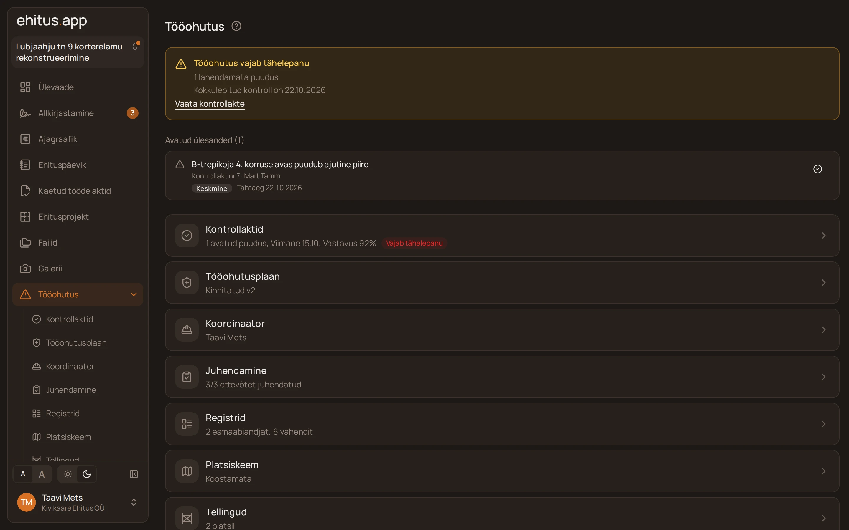 Ekraanipilt: Kontrollakt