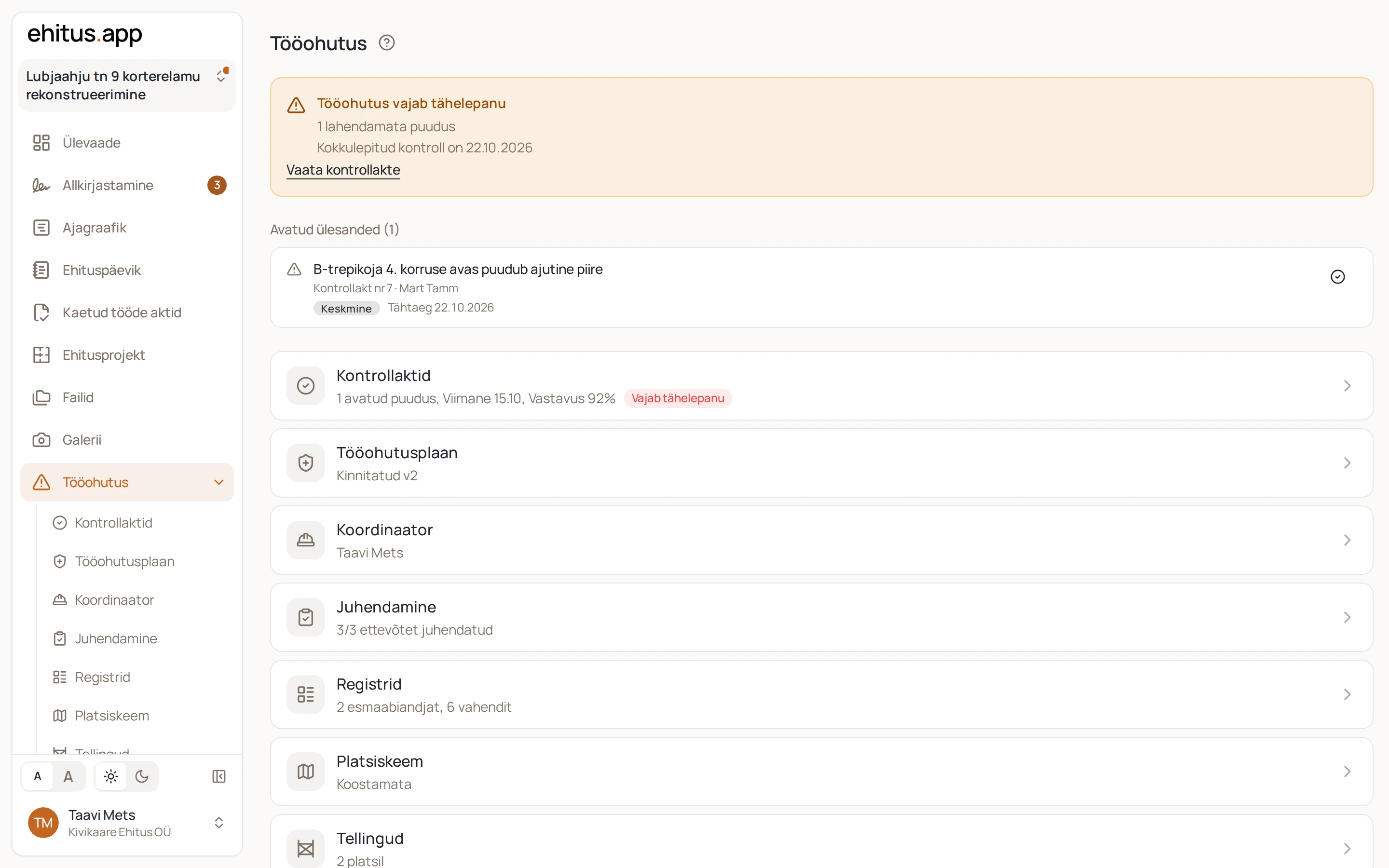Ekraanipilt: Kontrollakt